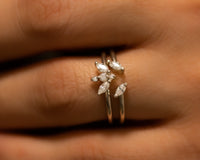 Open Diamond Ring, Marquise Wedding Nesting Ring