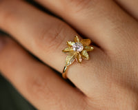 Leaf Diamond Engagement ring