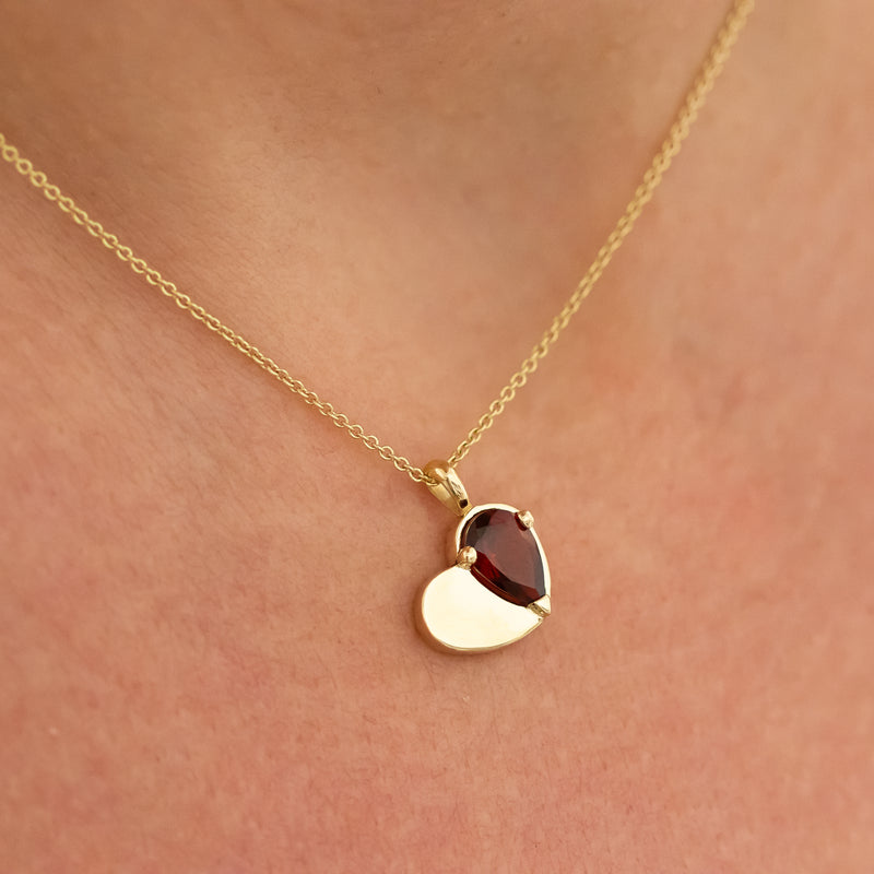 Garnet Heart Pendant Necklace