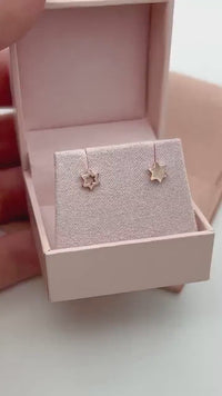 Magen David Stud Earrings, 14K Gold Star of David Earrings, Tiny Star Earrings