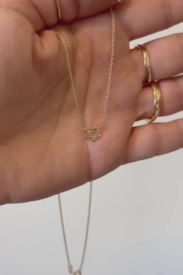 Magen David Charm Necklace, 14K Gold Star of David Necklace, Jeweish Star Of David, Magen David Jewelry, Delicate pendant Necklace