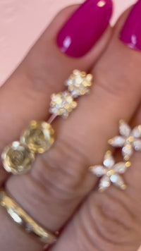 Diamond flower stud earrings in 14k solid gold