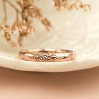 Lace Gold Ring, 14K Gold Delicate Solid Gold Ring, Diamond Wedding Band for Her, Antique Vintage Style Ring, Gold Stacking Ring, Scroll Ring
