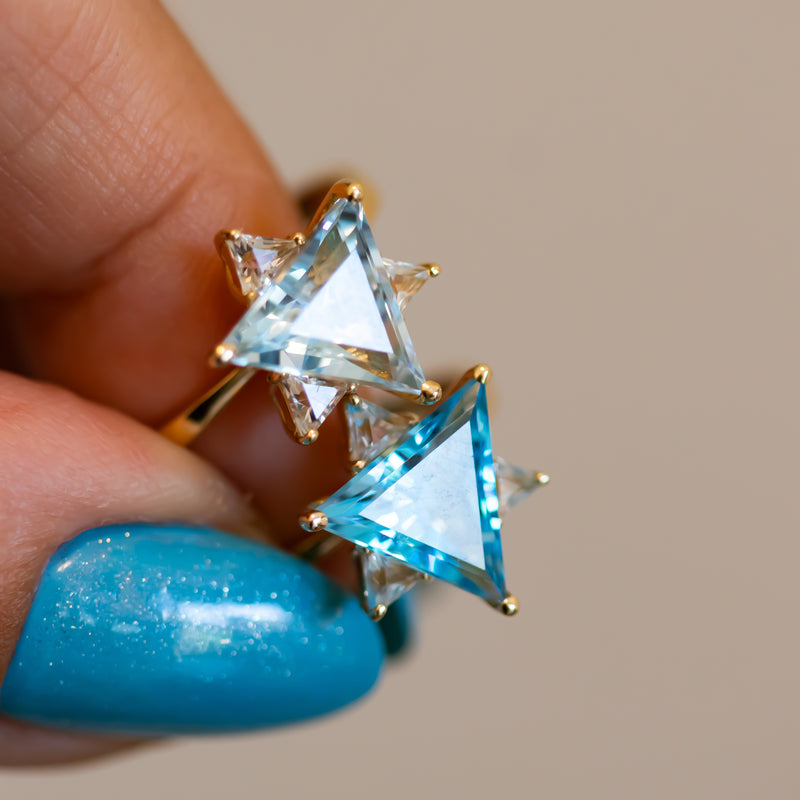 Swiss Blue & White Topaz Star of David Ring