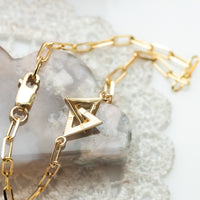 14K gold Jewish bracelet with interlocking triangles