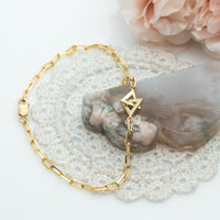 14K gold Jewish bracelet with interlocking triangles
