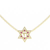 Chai חי Star of David Gemstone pendant Necklace