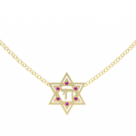 Chai חי Star of David Gemstone pendant Necklace