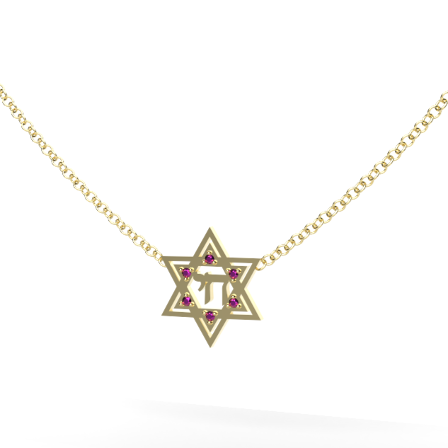 Chai חי Star of David Gemstone pendant Necklace