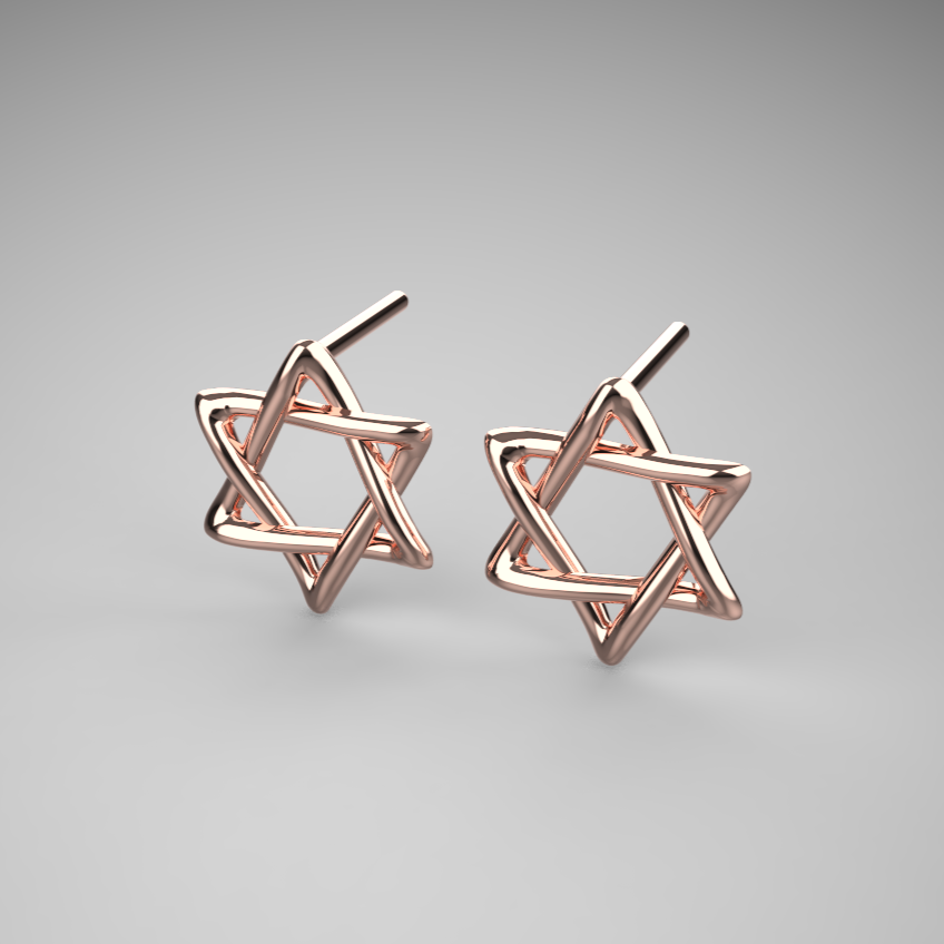 Rounded Star of David Stud Earrings