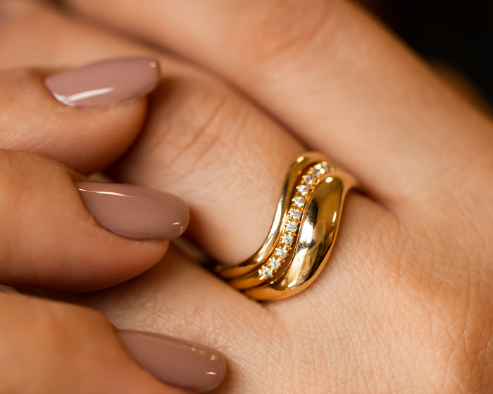 Wave Diamond Ring Set