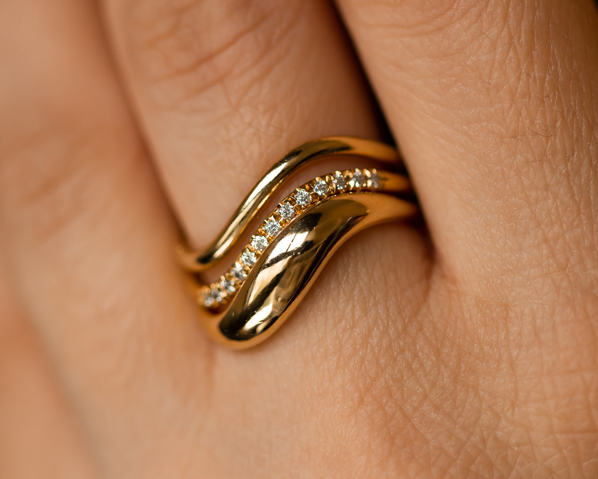 Wave Diamond Ring Set
