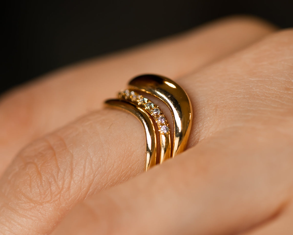 Curved Diamond Ring Set | 'Ray of Light' Collection