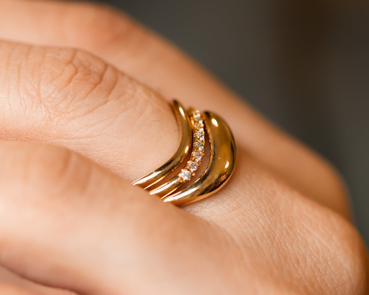 Wave Diamond Ring Set