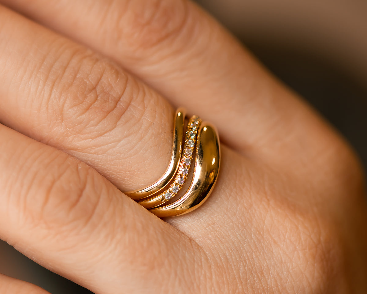 Wave Diamond Ring Set