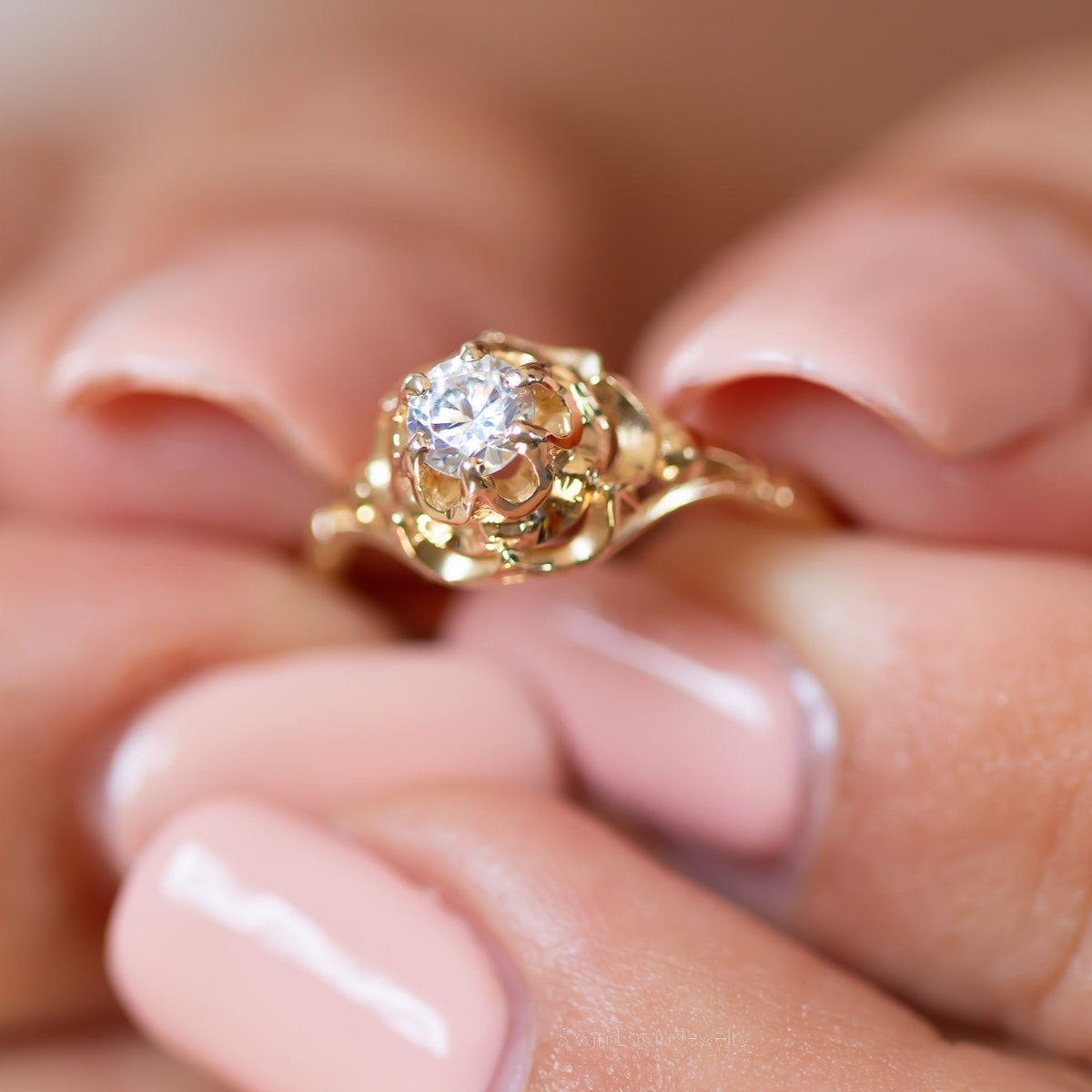 Antique Vintage Diamond Engagement Ring - Sivan Lotan Jewelry -   טבעת אירוסין יהלום - סיון לוטן - טבעת יהלום וינטאג - טבעת בסגנון עתיק