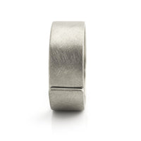 Wide Gold wedding band in brushed matte finish