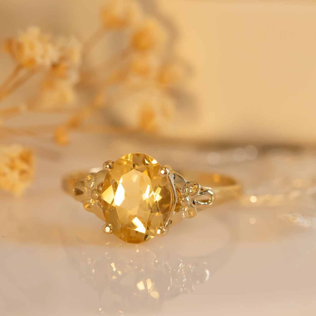 Vintage Inspired Citrine Gold Ring