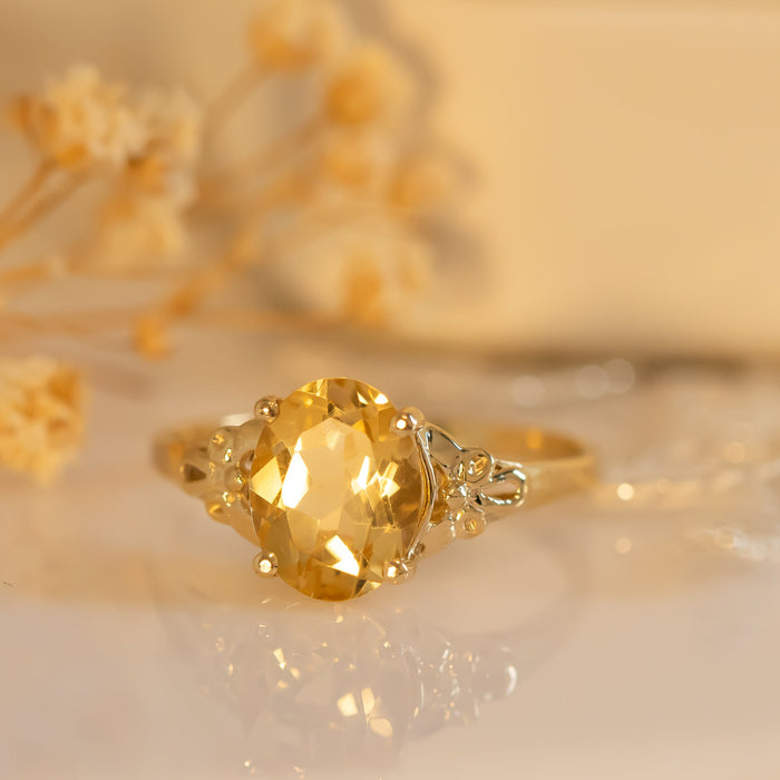 Vintage Inspired Citrine Gold Ring