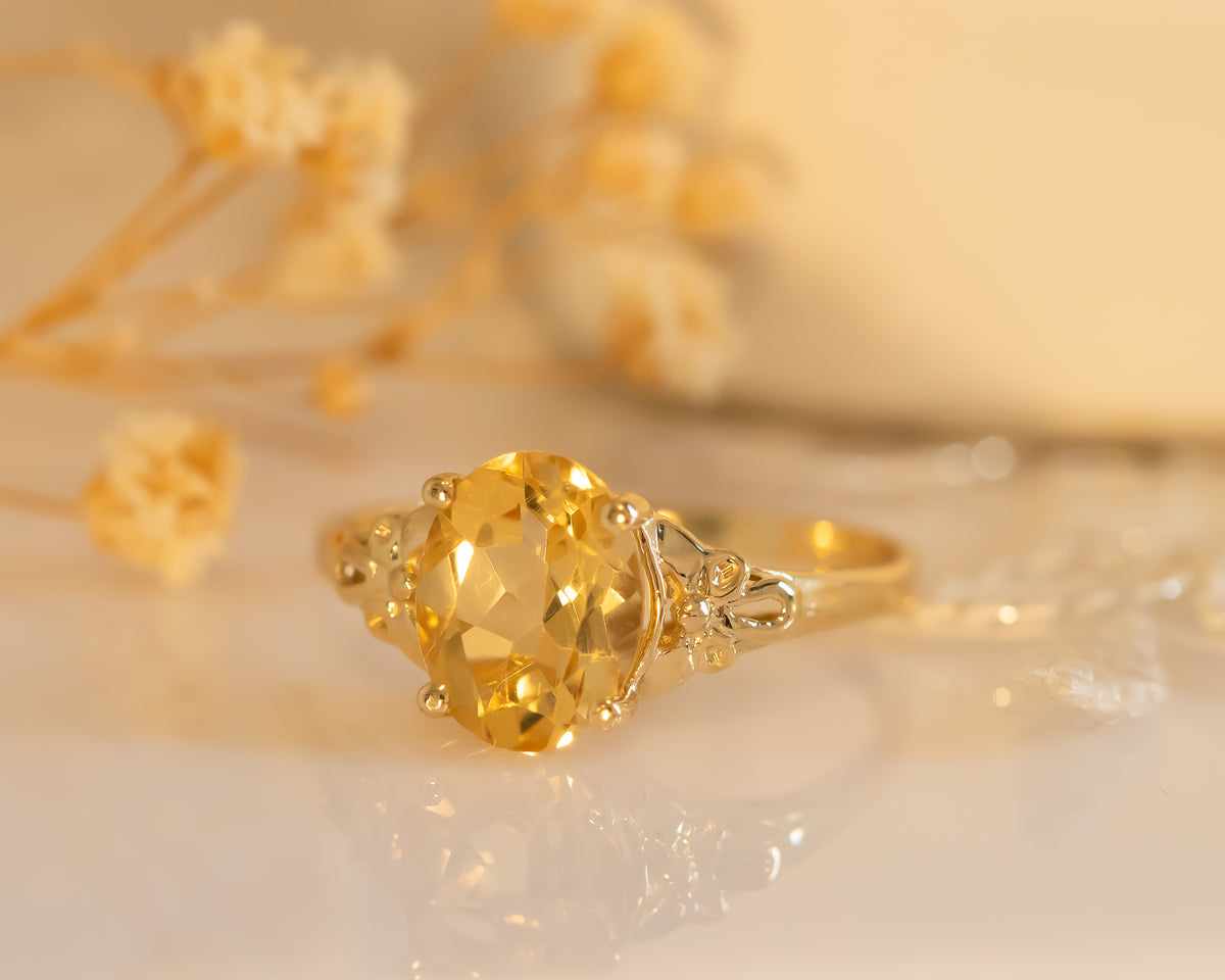 Vintage Inspired Citrine Gold Ring