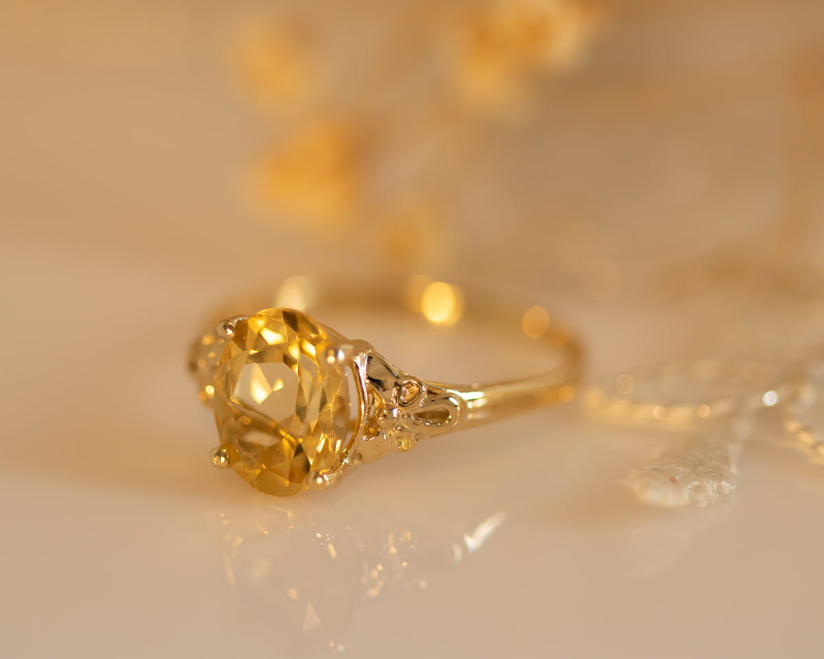 Vintage Inspired Citrine Gold Ring