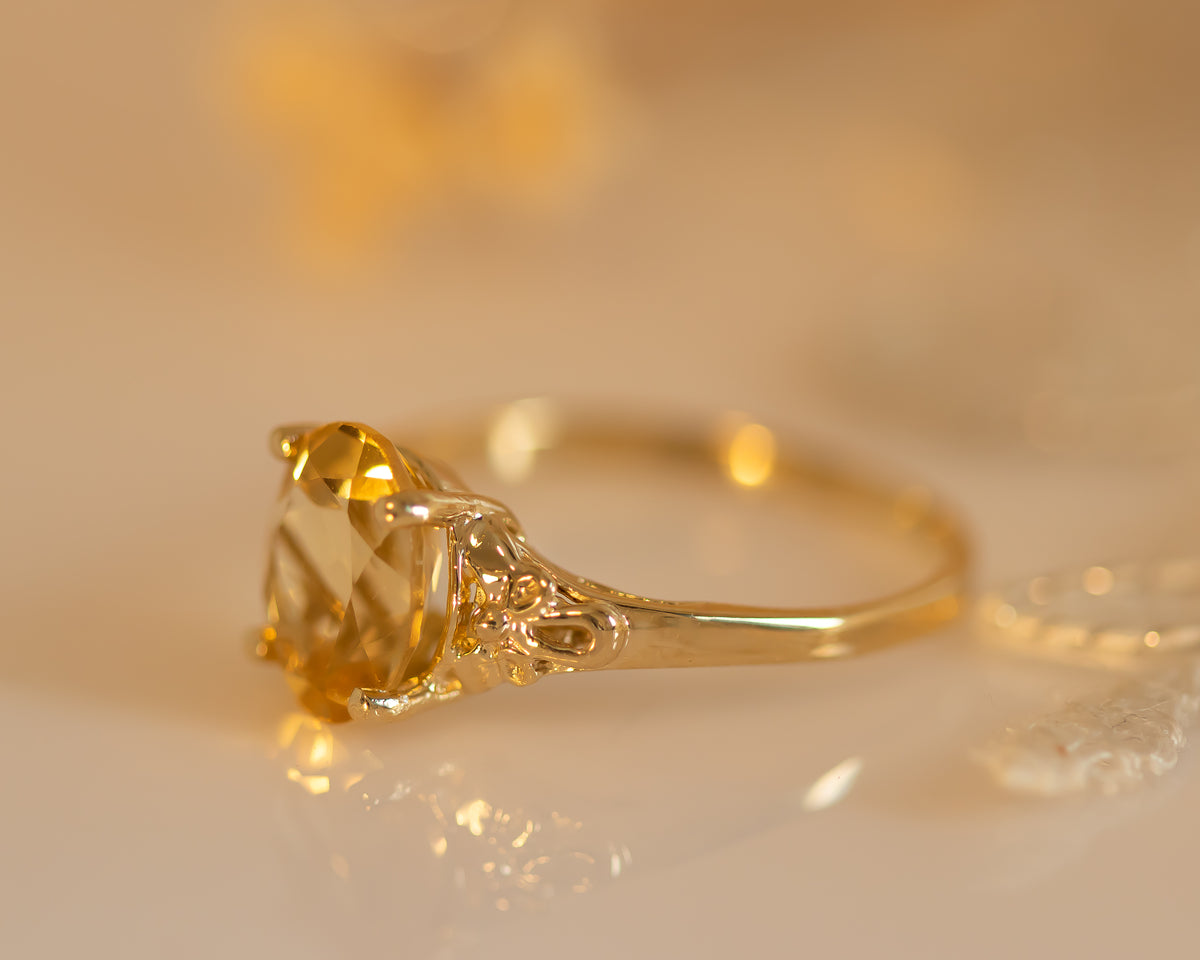 Vintage Inspired Citrine Gold Ring