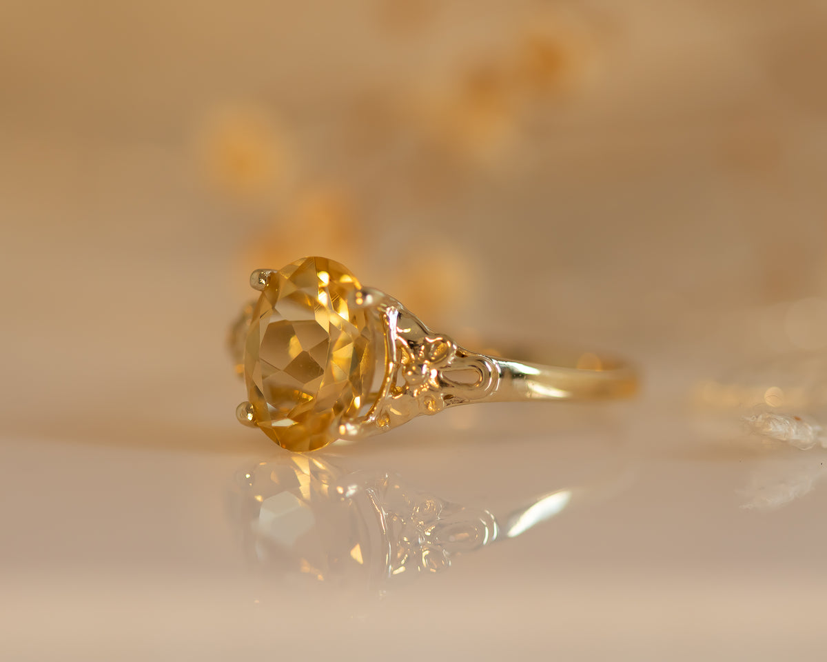 Vintage Inspired Citrine Gold Ring