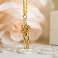 Couple Gold Pendant Necklace in 14K Gold, Hug Pendant necklace, Couple's Love Necklace, Gift for her - Sivan Lotan Jewelry -   תליון זוג מחובק - סיון לוטן - תכשיטים בעיצוב אישי - תכשיטים מעוצבים - שרשרת זהב 