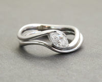 Curved Marquise cut Diamond Ring set, marquise diamod wedding ring set, diamond bridal ring set