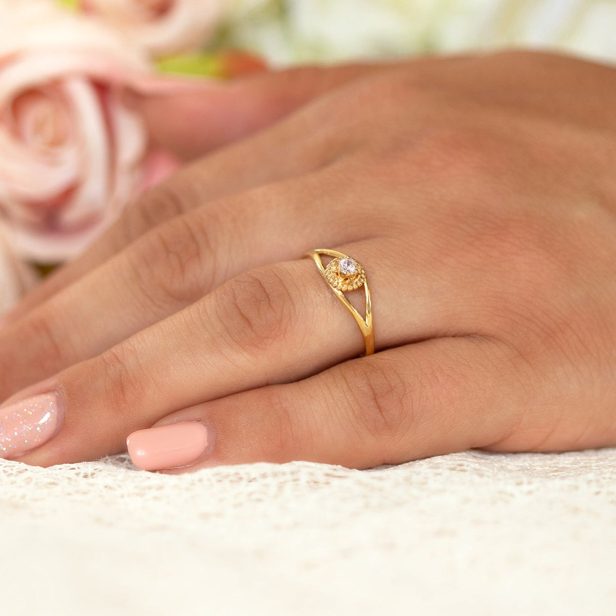 Vintage Inspired antique diamond engagement ring in 14k or 18k gold