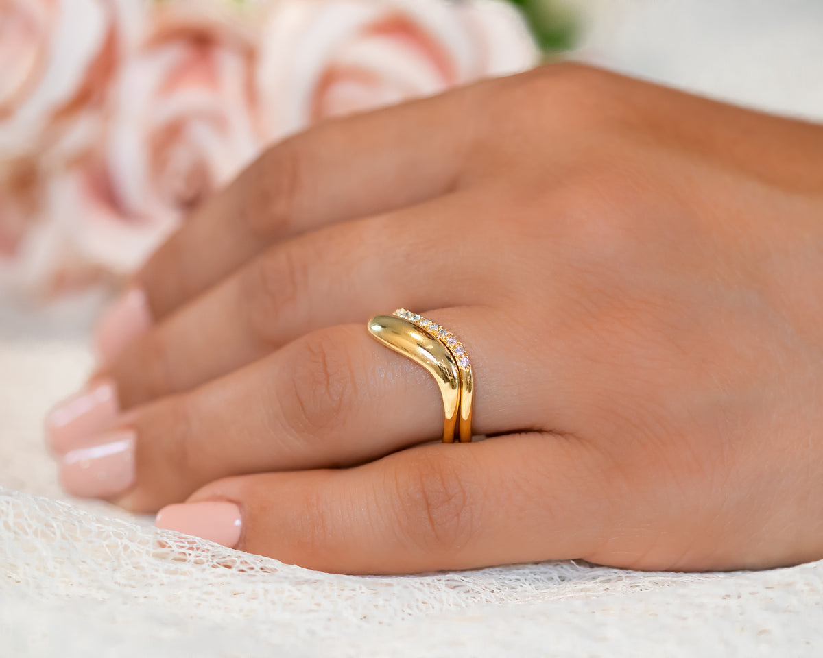 Wave Diamond Ring Set