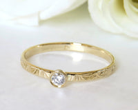 Dainty Floral Diamond Ring Set, Wedding Bridal Set