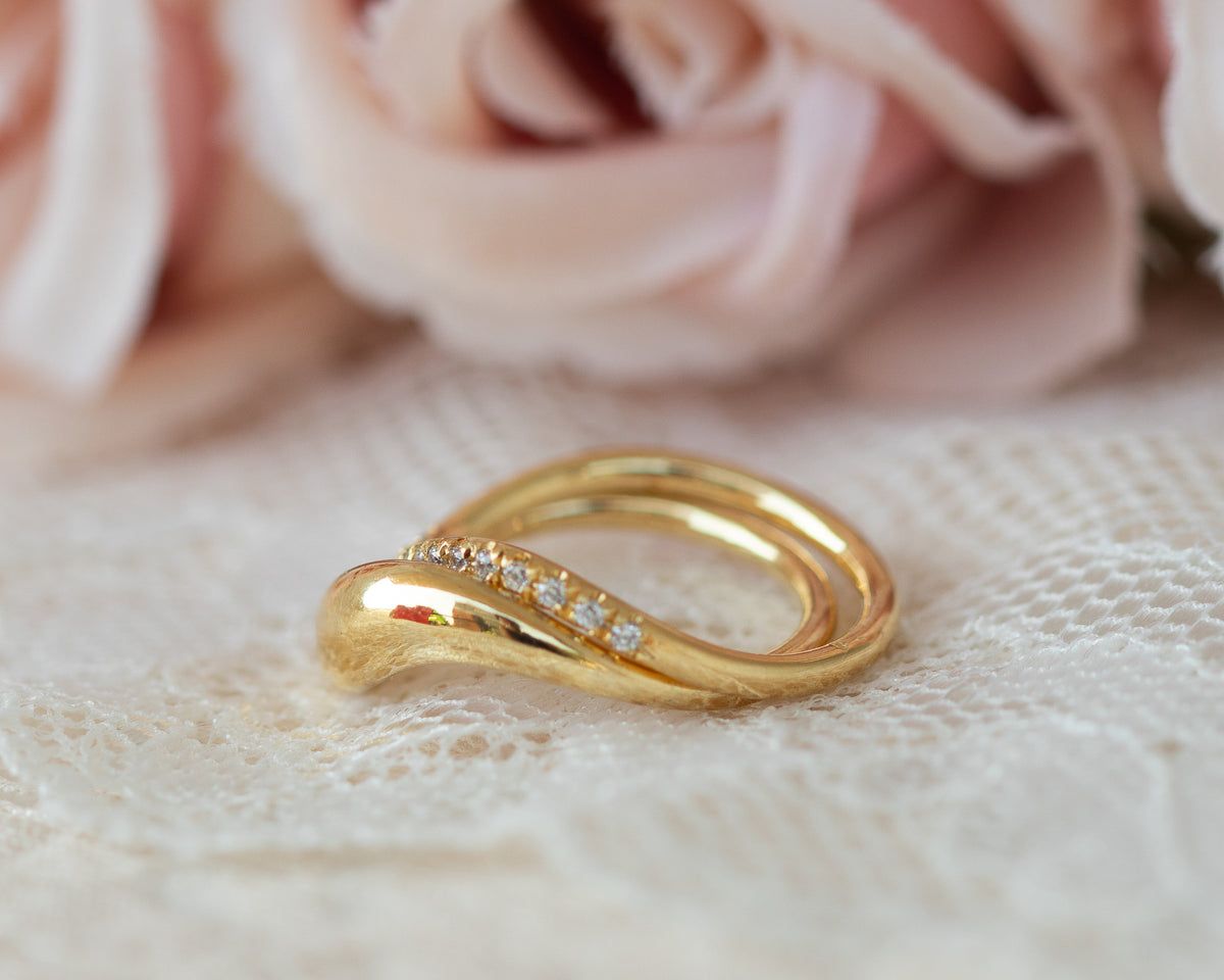 Wave Diamond Ring Set