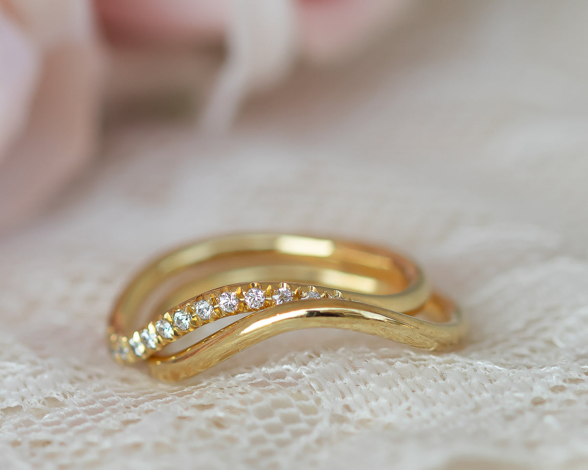 Wave Diamond Ring Set