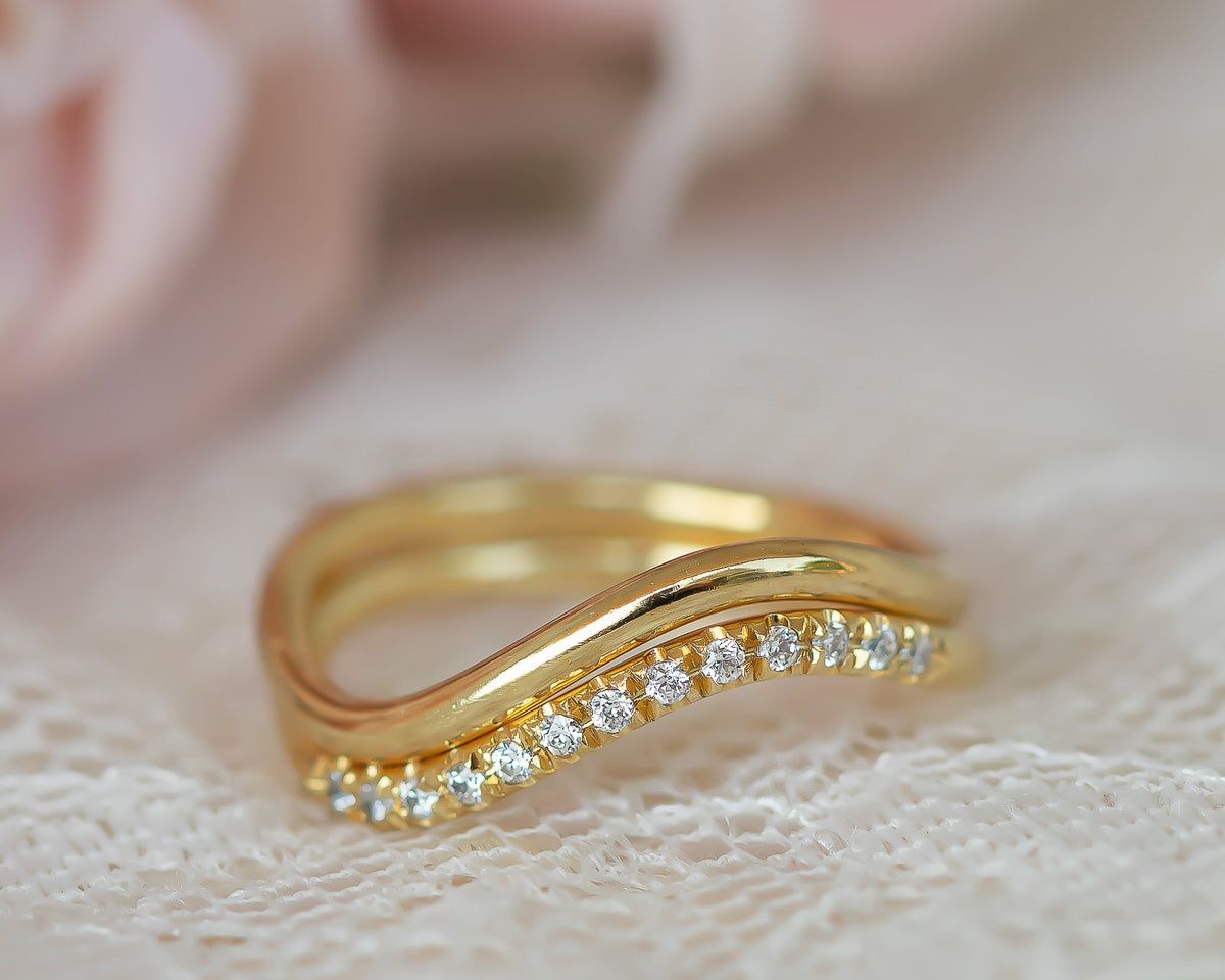Wave Diamond Ring Set