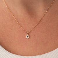 Delicate Diamond Magen David Necklace with blue sapphire | Magen David Jewelry