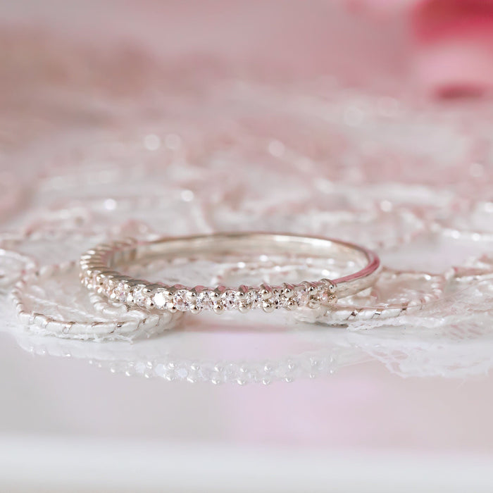 Diamond Wedding Band, Diamond Eternity Ring, Thin Diamond Ring, Halfway Eternity Band, Anniversary Ring, Wedding Diamond Ring, Birthday Gift