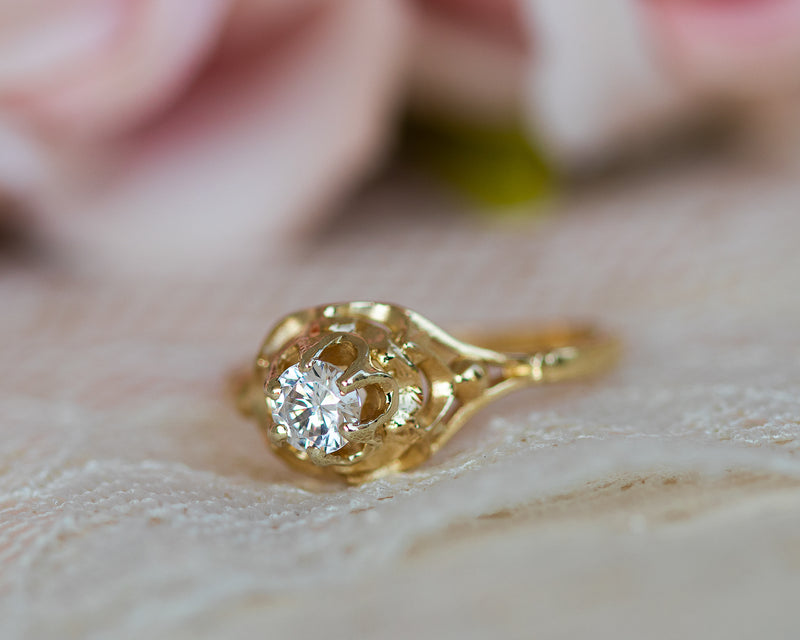 Antique Engagement Ring 0.45ctw Old Mine/european Cut Three Stone Diamond  Wedding Ring 14K Two Tone Gold Diamond Anniversary Trilogy Ring - Etsy