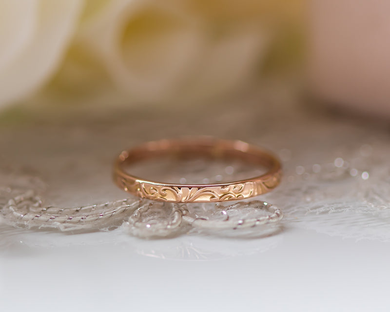 Rose Gold Floral Lace Ring