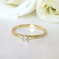 Floral diamond ring, small diamond engagement ring