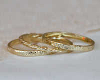 Geometric Texture Thin Gold Band