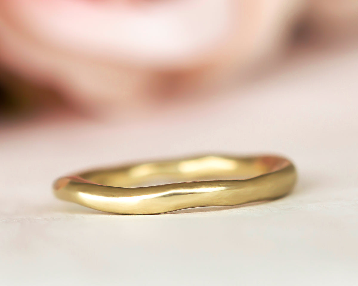 Minimalist Sculptured Gold Wedding Band