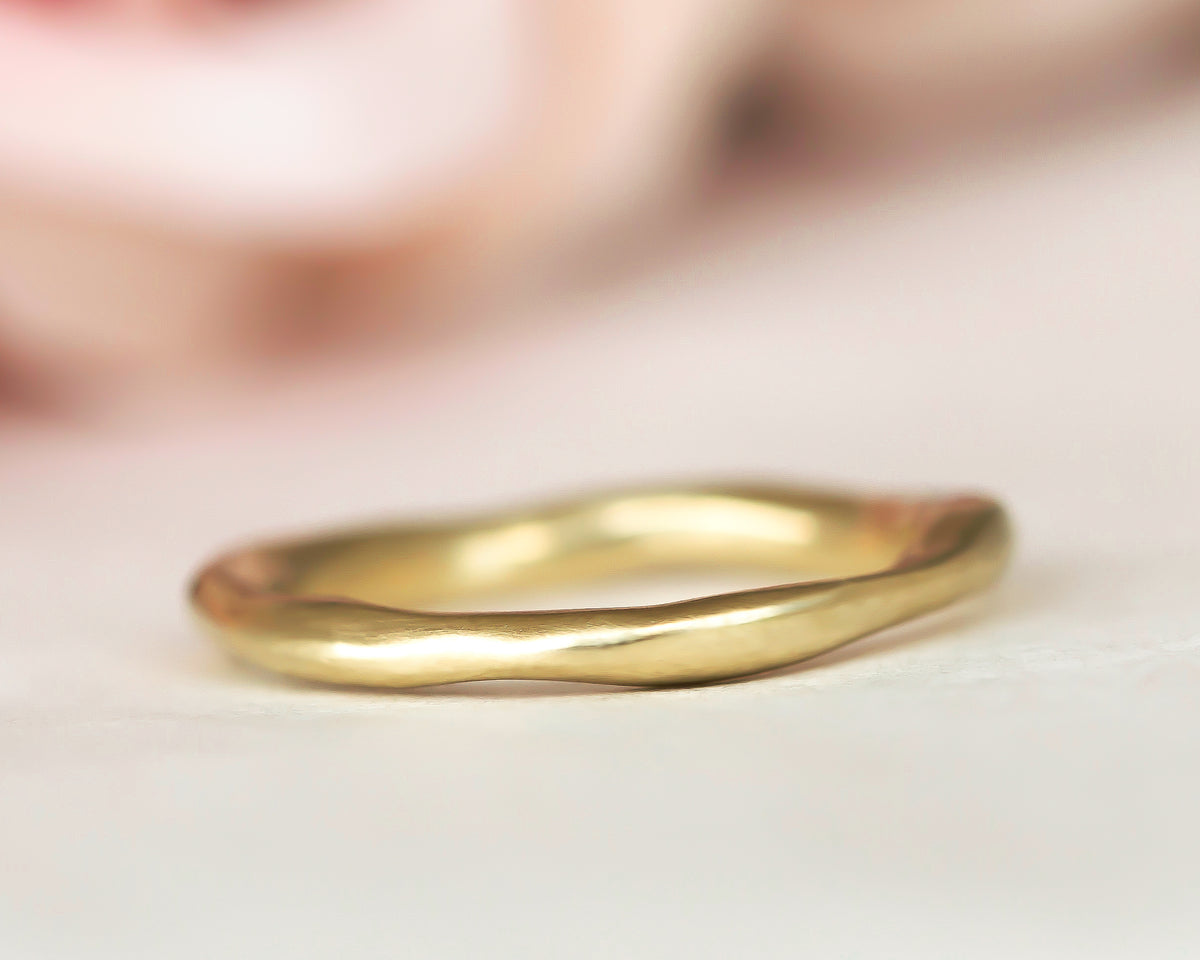 Sculpted GOLD RING, HANDMADE GOLD WEDDING BAND in 14k gold