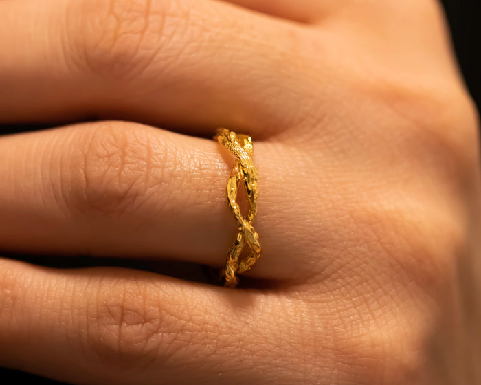 Nature Inspired Infinity Braided Twig Ring