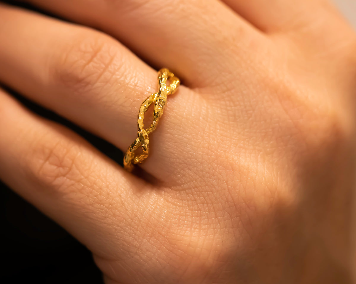 Nature Inspired Infinity Braided Twig Ring
