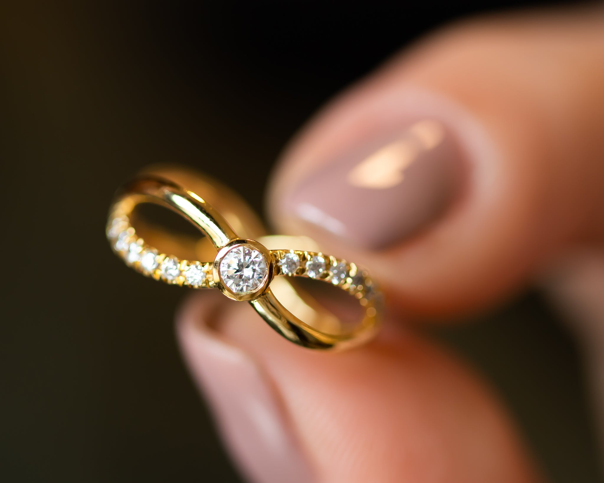 Diamond Gold Infinity Heart Ring