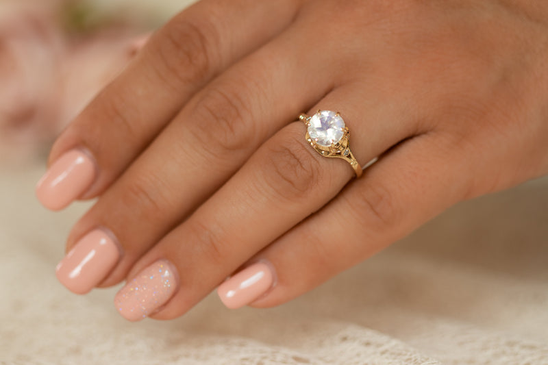 Vintage Moonstone and Diamonds Ring