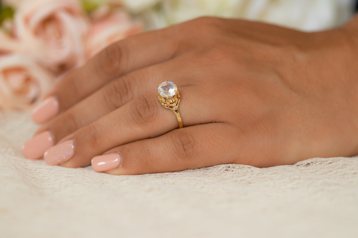 Vintage Moonstone and Diamonds Ring