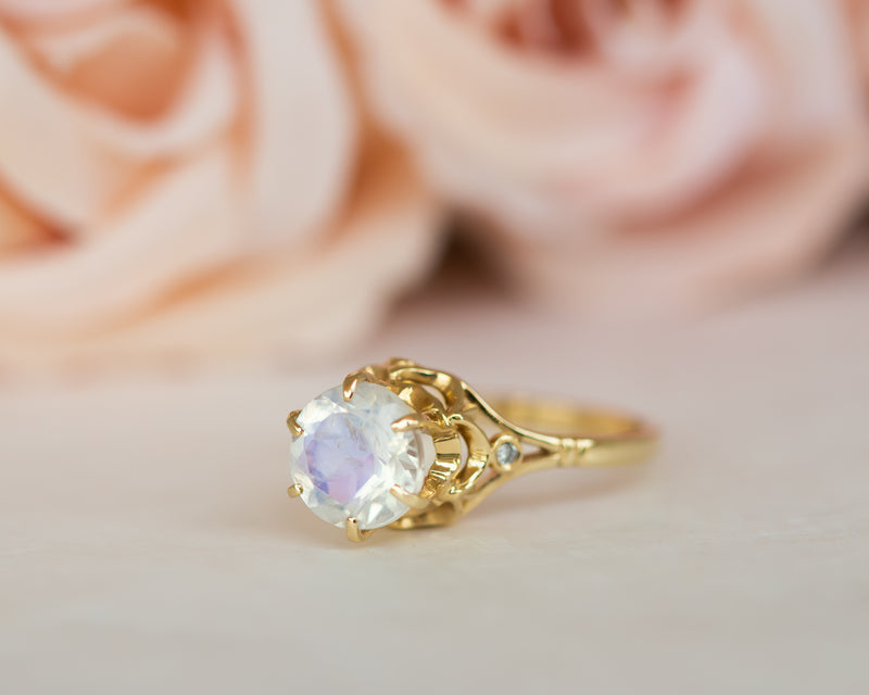 Vintage Moonstone and Diamonds Ring