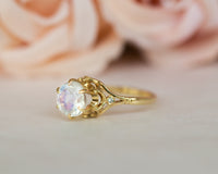 Vintage Moonstone and Diamonds Ring